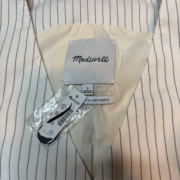 J.Crew Cutaway Pinstripe Linen Blend Vest Ivory Black NWT Size 6 - Picture 8 of 9